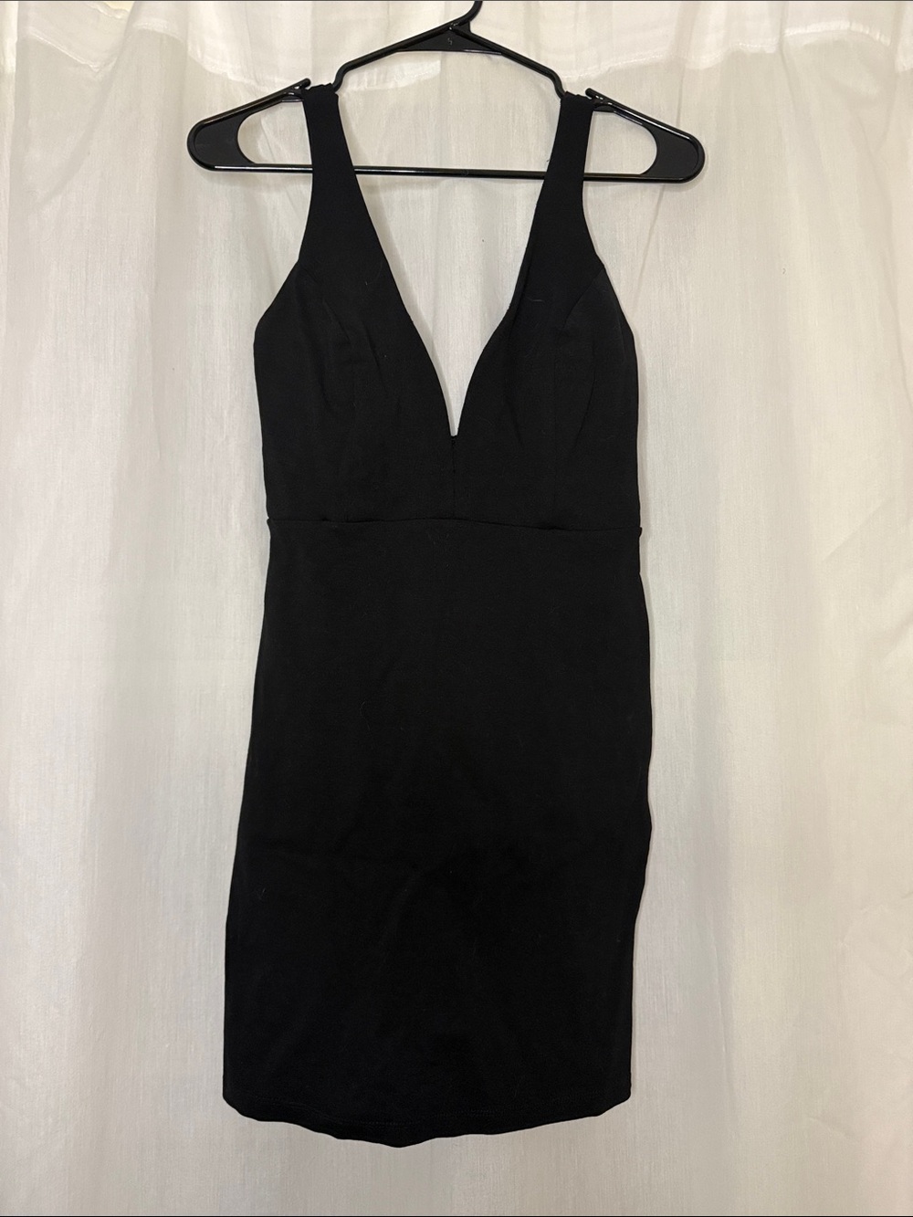 Lulu's Black Deep V Mini Bodycon Dress
